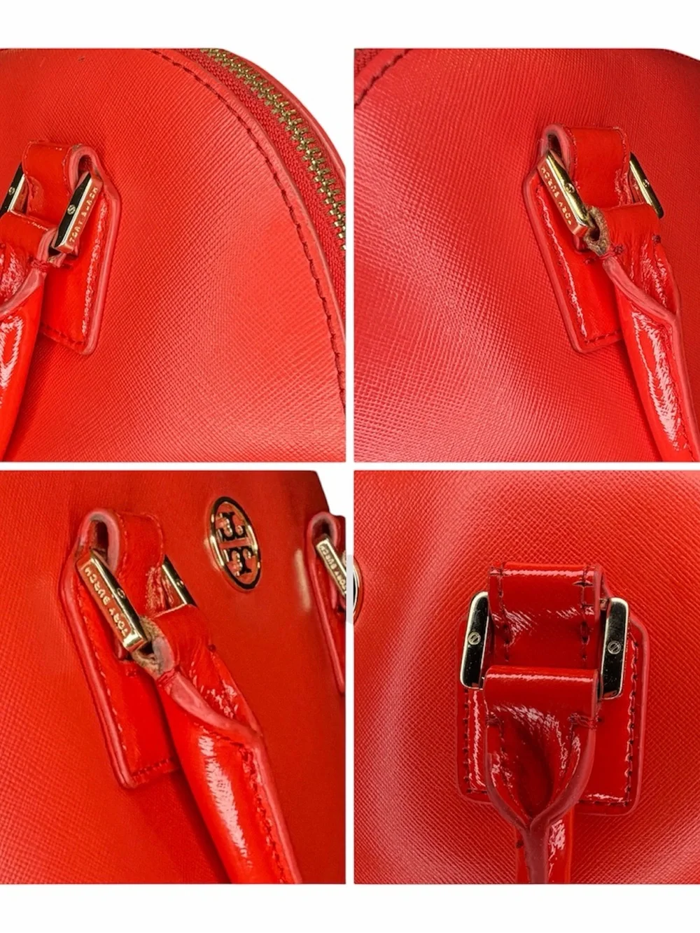 Tory Burch Robinson Dome Red Patent Leather Satchel